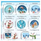 100 PCS Christmas Paper Plates and Napkins Sets Christmas Disposable Plates - Dinner Plates, Dessert Plates, and Napkins for Xmas Party Decorations, Serve 30
