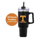 Desert Cactus University of Tennessee UT Knoxville Volunteers Vols Large Insulated Stainless Steel Handle Lid Straw Reusable Double Walled Cup Hot Cold Drinkware (40oz Ounce Rally Tumbler Design D)