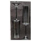 Ocean ice Glass Champagne Flutes Glass, Set of 2,  7oz, Hand Blown Champagne Flutes