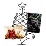 Red Co. 17.5" H Decorative Tabletop Display Christmas Tree Card & Photo Holder Rack in Black Finish