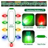 Christmas Party Favors, 3PCS Light Up Christmas Necklace Headband Glasses Set, Xmas Bulb Necklace Xmas Tree Lights Holiday Headbands LED Flashing Santa Eyeglasses