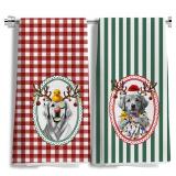 Golden Retriever Christmas Bathroom Hand Towels Set of 2, 24x16Inch