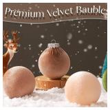 Velvet Christmas Ornaments, 12pcs Christmas Tree Ornaments Velvet 3.15 Inch Balls, Multicolor Green Brown Neutral for Xmas Wedding Party Holiday Decorations