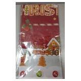 3 Pcs Christmas Tablecloth Plastic Disposable Christmas Table Cloths, Red Gingerbread Disposable Rectangle Xmas Table Cover 108 x 54