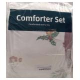 Christmas Comforter Set King Size Red Cardinal Bird Poinsettia 7 Pieces Bed in a Bag (104