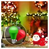 Red and Green Light Bulbs A19 LED, E26 Base, 9W (60W Equivalent), Christmas Porch & Party Decor, 4 Pack