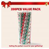 2 packages of 200 each SUPER VALUE PACK. Our Christmas Paper Straw Set includes 8 different Christmas patterns of 25 paper straws each with 2 foil designs