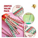 2 packages of 200 each SUPER VALUE PACK. Our Christmas Paper Straw Set includes 8 different Christmas patterns of 25 paper straws each with 2 foil designs