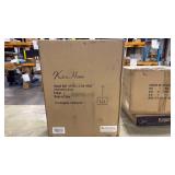 Kira Home Carrington 18  4-Light Farmhouse Geometric Pendant Chandelier + Open Design  Gray Oak Wood Style + Black - Retail: $128