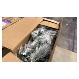 Costway CM25268US Artificial Christmas Tree with Snow-Flocked Branch Tips & LED Lights - Retail: $0