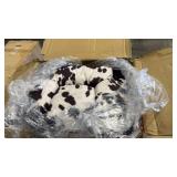 CostwayVelvet Fabric Push Back Toddler Sofa with Adjustable Backrest-Black & White - Retail: $0