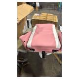 Pink Massage Gaming Chair by Costway (small tear in fabric of left arm rest, see pic) (some pieces assembled, otherwise there is loose hardware) - Retail: $0