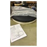 Swivel Bar Stools Set Of 2, 30 Inches, Rubber Wood Frame, Tufted Rivets - Retail: $279