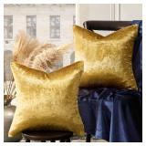 Gold Velvet Pillow Covers 16x16, Set of 2 Couch Throw Decorative Pillow Covers Soft Modern Living Room Square Cushion Fall Pillowcases - Retail: $14
