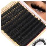Volume Lash Clusters with Spiky Manga Lash Clusters 300D Eyelash Clusters 10-18MM Thick Wispy D Curl Cluster Eyelash Extensions 3D Fluffy Cluster Eyelash Extensions by FANXITON - Retail: $9