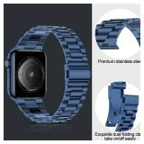 Lightweight Stainless Steel Band Designed for Apple Watch Ultra 3 & Ultra 2, Series 1-11, 46mm, 45mm, 44mm, 42mm, Replacement iWatch Bands for Men & Women, Blue - Retail: $20