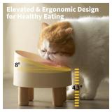 Ceramic Elevated Cat Bowls with Wooden Stand Set, Adjustable Raised Pet Bowls for Small Dogs & Cats, Anti - Slip Rubber Pad, Leak - Proof, Lead & Cadmium Free, Whisker - Friendly, Pink - Retail: $32