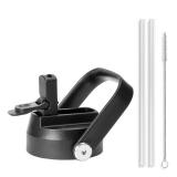 Straw Lid with Large Handle & Dust-Proof Cover (BPA Free), Replacement Straw Cap for 2.2in Wide Mouth Stainless Steel Water Bottle for 24oz,32oz,40oz,64oz,87oz,128oz