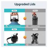 Straw Lid with Large Handle & Dust-Proof Cover (BPA Free), Replacement Straw Cap for 2.2in Wide Mouth Stainless Steel Water Bottle for 24oz,32oz,40oz,64oz,87oz,128oz