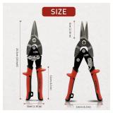 10 Inch Aviation Tin Snips, Regular Straight Cut, Heavy Duty CR-MO Metal Cutter with Double Lever, Scale Markings & Safety Lock, Shears Scissors for Cutting Metal Sheet - Retail: $18
