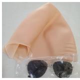 1 Pcs Bald Caps with Glasses Nylon Makeup Latex Bald Head Wig Cap for Men Women Adults Cosplay Party Costume Accessories (12.9 x 7.48 Inch) - Retail: $10