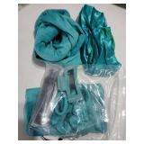 No Heat Overnight Curl Headband, 70 Soft Ribbon Wrap for Long Hair, 9 PCS Hair Curling Rods Set - Blue Green - Retail: $9'