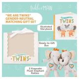 Tickle & Main Baby Gift Set for Twins Newborn & Infant - 3-Piece, Multicolor - Rhyming Baby Book for Twins & 2 Plush Elephant Rattles - Gift for Boys & Girls - Retail: $28