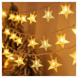 Star String Lights Battery Operated, 17 ft 50 LEDs, Room Decor Fairy Lights, String Lights Battery Powered for Kids Bedroom Wedding Mantel Patio Dorm Decor, Warm White