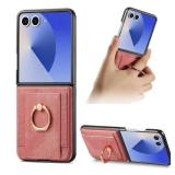Galaxy Z Flip 7 with Card Holder, allet Phone Case with Built-in Rotate Ring Stand PU Leather Protective Kickstand Case for Women Girls Samsung Galaxy Z Flip 7 Pink - Retail: $15