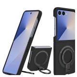Samsung Galaxy Z Flip 7 Magnetic Stand Phone Case, Metal Wireless Charging Ring Holder Kickstand Hard PC Shockproof Protective Cover Case for Galaxy Z Flip 7 2025 - Black - Retail: $15