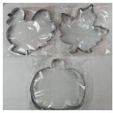 3 Pcs 8 Inch Thanksgiving Turkey Cookie Cutters Set Extra Large Stainless Steel Fall Thanksgiving Pumpkin Maple Leaves Turkey Biscuit Cookie Cutter Mold for Baking Party Kitchen Accessory - Retail: $1