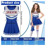 S4 Pcs Cheerleader Costumes for Women Adults Cheer Uniform Outfit for 2025 Halloween(Small,Blue) - Retail: $24