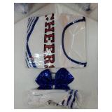 S4 Pcs Cheerleader Costumes for Women Adults Cheer Uniform Outfit for 2025 Halloween(Small,Blue) - Retail: $24