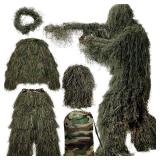 5 in 1 Ghillie Suit 3D Camouflage Hunting Suits - Jacket, Pants, Hood, Carry Bag - Retail: $39