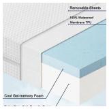 Baby Bassinet Mattress, 15 x 30' Dual Sided Gel Memory Foam Mattress with Waterproof, Removable and Breathable Ice Silk Cover, Fit for Moses Basket - Retail: $50'