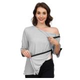 Post Surgery Shirts for Women 3/4 Sleeve Tear Away Snap Front Light Grey X-Large Tops After Rotator Cuff Recovery Chemo Port Access Shirts Adaptive Clothing - Retail: $20