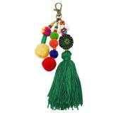 Bohemian Ethnic Style Bag Pedant with Alloy Swivel Clasp Tassel Purse Charm Colorful Pompom Ball Keychain Bead Hanging Ornament Car Rear mirror Decoration for woman man Gift - Retail: $9