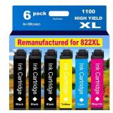 822XL Ink Cartridges Combo Pack for 822 XL for Workforce Pro WF-3820 WF-3823 WF-4820 WF-4830 WF-4833 WF-4834 Printer 3 Black 1 Cyan 1 Magenta 1 Yellow - Retail: $53