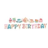 Tea Happy Birthday Banner, Mad Hatter, Tea Party Supplies, Decorations for Girls, Boys, Kids, Home, Classroom, School, Office, Baby Shower,1st Birthday - Retail: $9