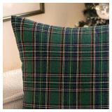 Christmas Set of 2 Scottish Tartan Throw Pillow Covers Farmhouse Classic Plaid Decorative Couch Pillows Home Decor for Sofa Living Room Bed 12x20 Inch, Green