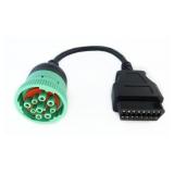 Green Type 2 J1939 Male to 16pin OBD2 Female Cable 16pin to 9pin J1939 Adapter Cable - Retail: $16