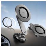 ESR for MagSafe Car Mount, Dashboard Magnetic Phone Holder for Car, 360Â° Rotation,Car Phone Holder Mount for iPhone 17/16/16e/15/14/13/12, Galaxy S25, Pixel 10, Strong Magnets(with 2 Metal Rings)