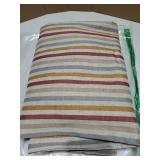 Colorful Linen Curtains for Nursery Living Room Multi Red on Beige Striped Curtains for Bedroom Cute Ticking Stripe Farmhouse Baby Girl Kids Room Light Filtering Grommet 2 Panels 63 inch - Retail: $38