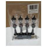 Christmas Mini Street Light Models, 4 Pcs Mini Street Lamp Dollhouse Streetlight Models, Miniature Christmas Village Pathway Lantern Post for DIY Micro Landscape Fairy Garden Accessories - Retail: $10