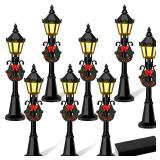 Christmas Mini Street Light Models, 4 Pcs Mini Street Lamp Dollhouse Streetlight Models, Miniature Christmas Village Pathway Lantern Post for DIY Micro Landscape Fairy Garden Accessories - Retail: $10