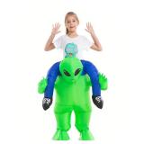 Inflatable Alien Costume Toddler Boys Girls, Blow Up Riding Alien Abduction Cosplay Kids Child, Carrying Me Holding Man Halloween Clothes Children 2345T, Green - Retail: $24