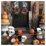 Skulls Halloween Decor, 5 Inch Plastic Fake Skeletons, Mini Skulls for Crafts Outdoor Halloween Decorations, Realistic Miniature Human Skull Heads (4) - Retail: $20