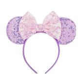 Mouse Ears Headbands for Women Groups Mouse Ears Shiny Bows for Birthday Themed Events Accessories Party (Purple1, One Size) - Retail: $8
