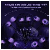 2PACK Scary Eyeballs Solar Garden Light Halloween Decorations Outdoor,Swaying Firefly with 12LED Purple Spooky Eyes Lights-Waterproof Ornaments Solar Halloween Lights for Lawn, Patio, Party Decor - Re