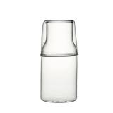 Bedside Glass Water Carafe Set with Cup, Glass Carafe with Lid Mouthwash Cups for Bedroom Bathroom Juice Wine Milk 19oz (Clear) - Retail: $13
